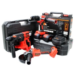 Набір акумуляторного інструменту GTM 18V шурупокрут DSI18/80BL, болгарка AGC18/125BL, перфоратор RHC18/22BL + 2 АКБ і ЗП (PROMO_3)