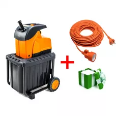 Садовый измельчитель GTM DS2800/45, ножевой механизм (DS2800/45) + сетевой удлинитель 10м в подарок!